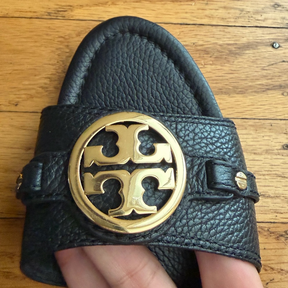 Tory Burch Leticia Black Leather Slide Sandals - Picture 11 of 11